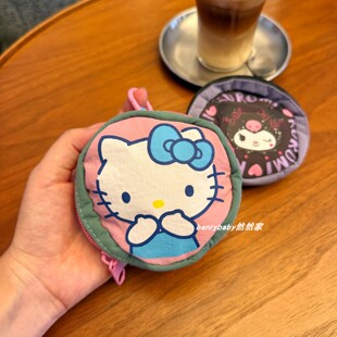 日系可爱卡通kitty零钱包圆形耳机包卡包钥匙收纳包饼干包