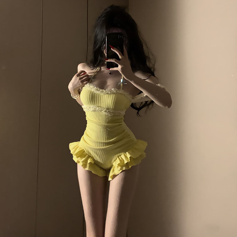 纯欲甜美连体泳衣女保守学生少女