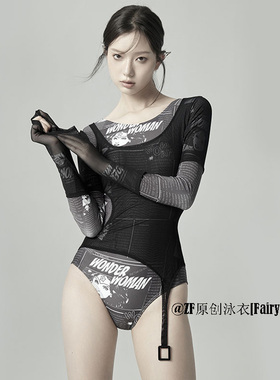 泳衣女新款连体高级感性感小胸显瘦温泉Retro-chic bathing suit