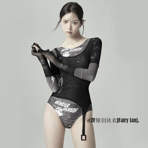 印花拼色高级设计感游泳泡温泉