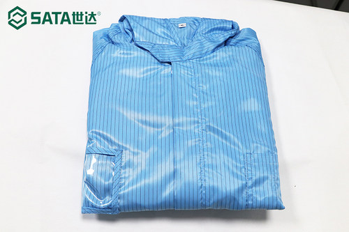 SATA防静电连体服连帽无尘服洁净服 天蓝色/金黄色/粉红 蜂巢中航