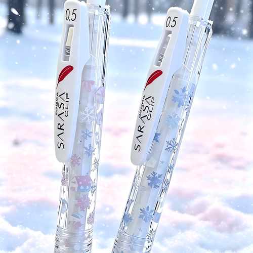 日本ZEBRA斑马雪花限定JJ99羽毛按动中性笔小清晰雪天圣诞树JJ15