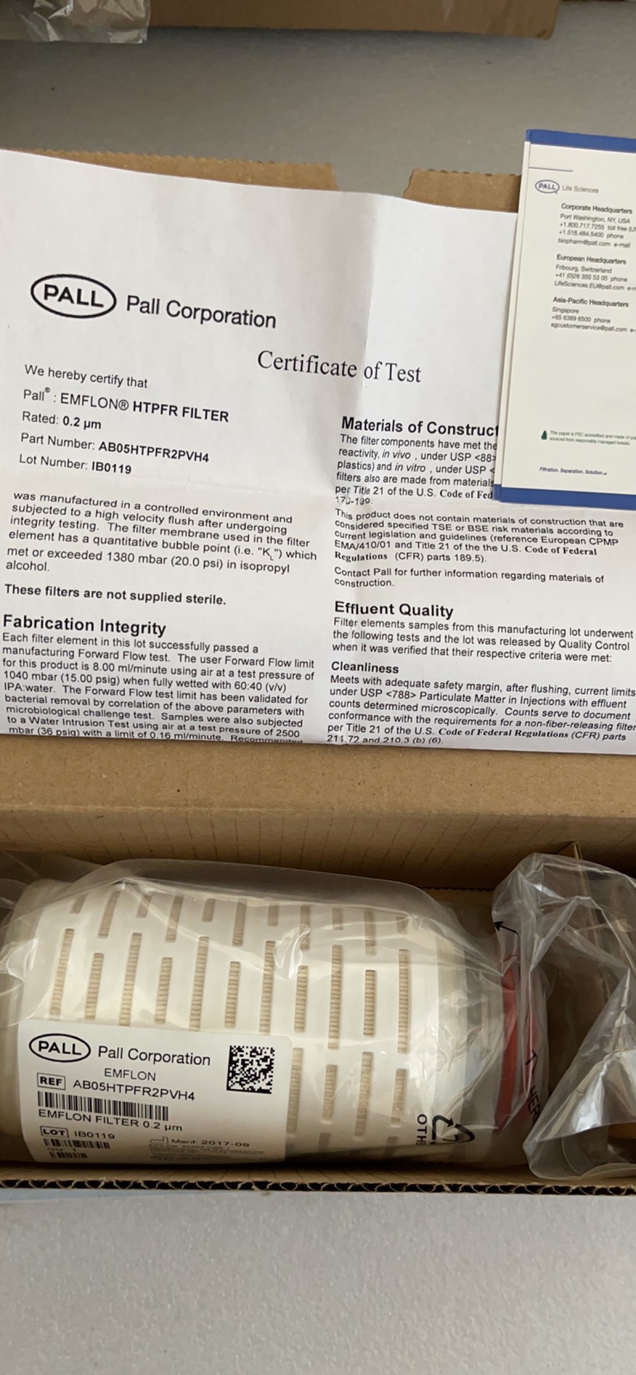 药厂山东新华灭菌器PALL滤芯AB05HTPFR2PVH4，代替AB05PFR2PVH4。