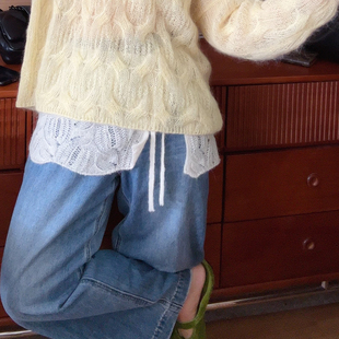 镂空针织屁帘女高级感围裙叠穿下摆裙帘遮屁股不规则针织半身裙子