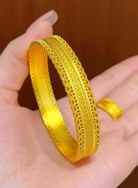 仿真黄金腰缠万贯编织纹理手镯女