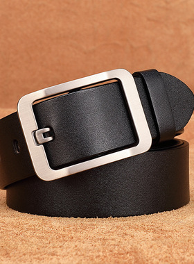 TUOMODA男士金属拉丝针扣头头层纯牛皮腰带