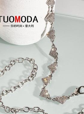 TUOMODA时尚品牌女士轻奢高端，奥地利水晶钻镶嵌钛金属装饰腰带