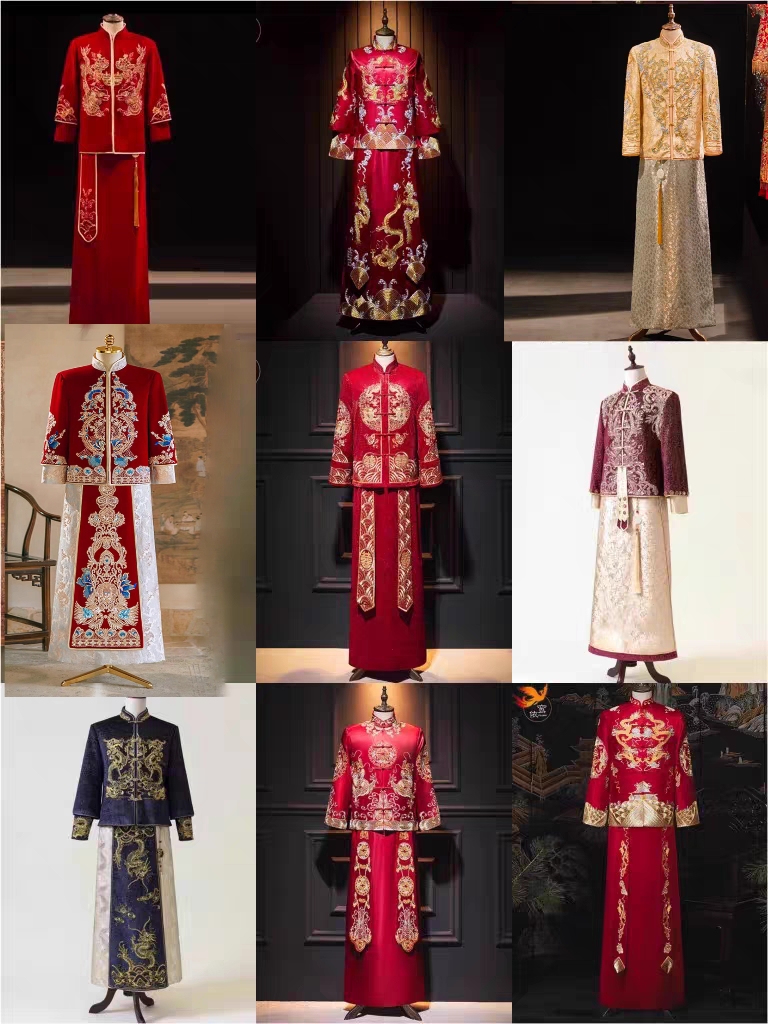出租秀禾服租赁2025新款男士中式新郎龙凤褂结婚敬酒服情侣大码夏