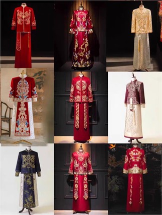 出租秀禾服租赁2026新款男士中式新郎龙凤褂结婚敬酒服情侣大码春
