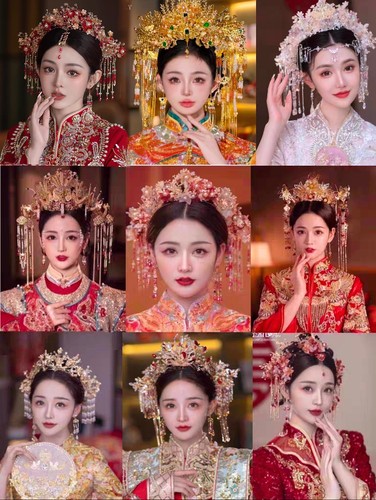 出租中式新娘头饰2025年新款龙凤褂凤冠古装婚礼宫廷秀禾服发饰