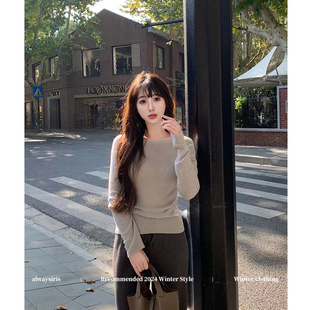 alwaysiris媛鸢/2025aw简约百搭一字领修身显瘦针织衫羊毛打底