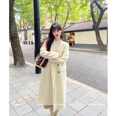 羊毛中长款经典气质双排扣大衣