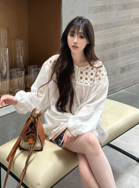 alwaysiris/媛鸢 2025ss洋气减龄镂空拼接休闲松弛感套装
