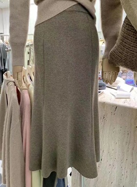 alwaysiris 媛鸢/2022冬Es法式针织修身鱼尾显瘦高弹包臀半身裙