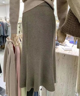 alwaysiris 媛鸢/2022冬Es法式针织修身鱼尾显瘦高弹包臀半身裙