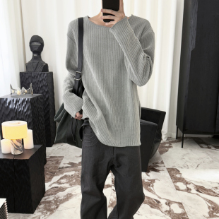 宽松休闲 90s巴黎中古定肌理针织打底长袖 短句先生 灰绮秀