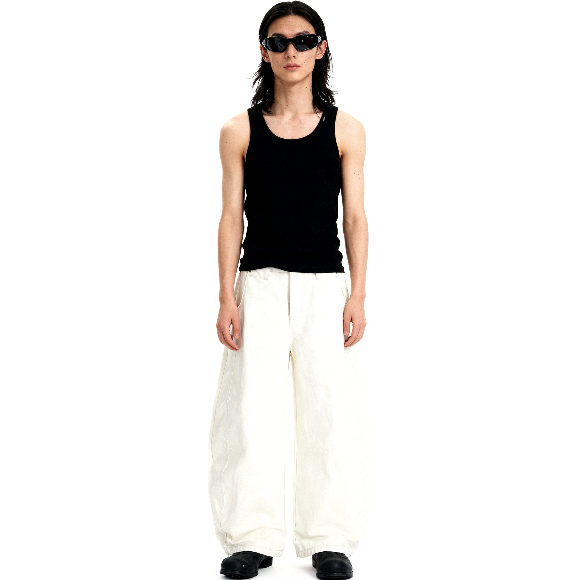 短句先生【经典回归】山矾白重磅弯刀牛仔裤 阔腿休闲长裤男女