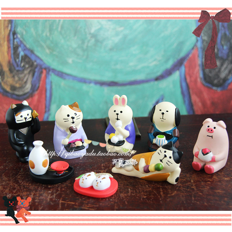 日式风decole中秋旅猫树脂摆件