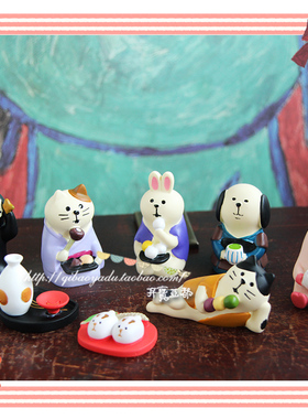 日式风decole中秋旅猫树脂摆件