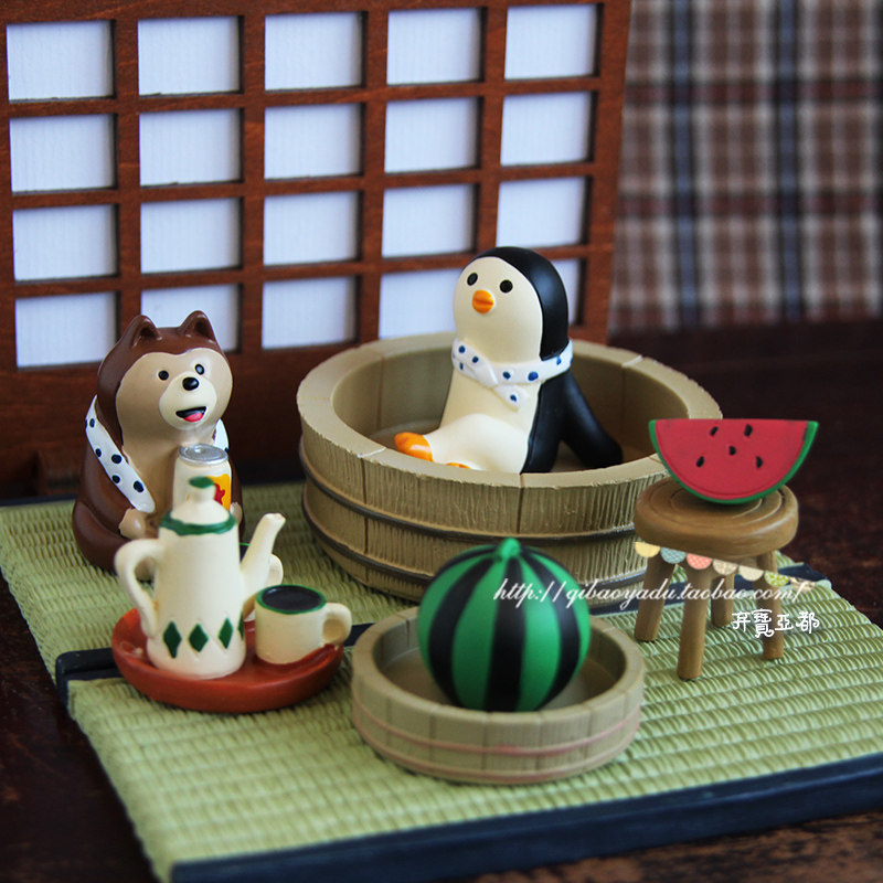 日式风decole冬季温泉树脂摆件