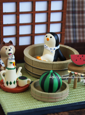 日式风decole冬季温泉树脂摆件