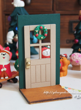 少女风圣诞花环木门免邮装饰摆件