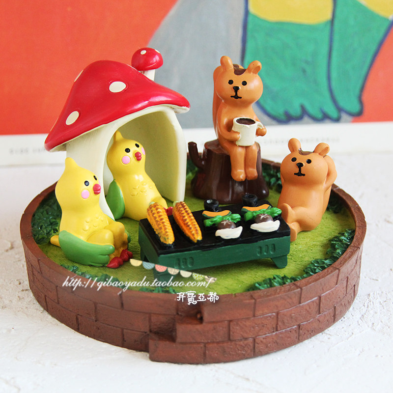 日本decole早春烧烤树脂车载摆件