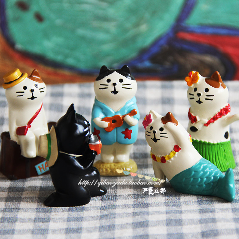 decole黑猫美人鱼三线车载摆件