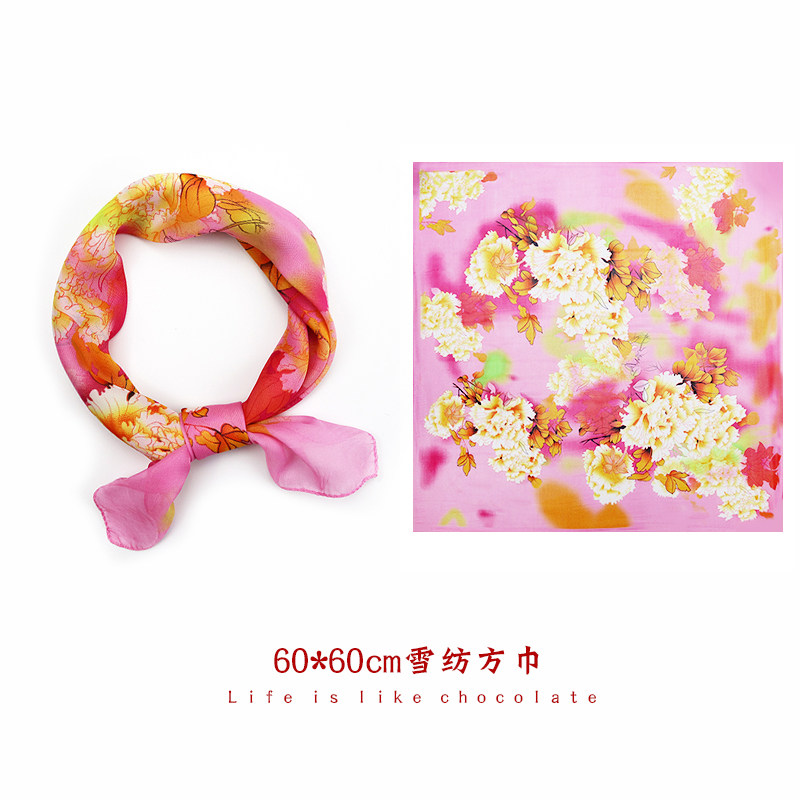 新款60雪纺小方巾丝巾女百搭春秋冬洋气时尚韩版儿童宝宝纱巾领巾