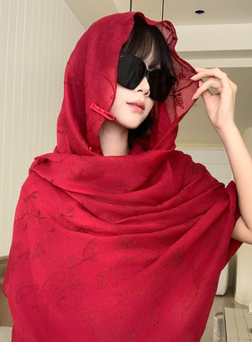 时尚加长255CM国风盘扣咖蓝色气质空调披肩春夏季防晒围巾丝巾女