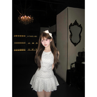 小香风初恋甜美娃娃领小白裙背心连衣裙女夏短裙小个子收腰生日裙