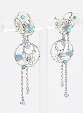 【耳针】「幻花之雨」日本京都清水坂琉璃馆手工耳针 蓝色 2way