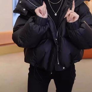 面包服冬季2024新款爆款美拉德咖色高级感小个子连帽羽绒棉服外套