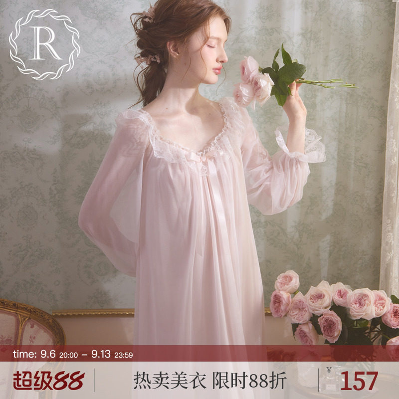 RoseTree冰丝复古公主风睡裙图片