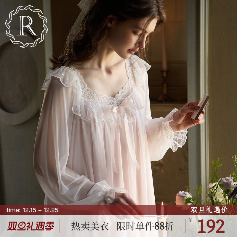 RoseTree宫廷风唯美柔纱长袖睡裙