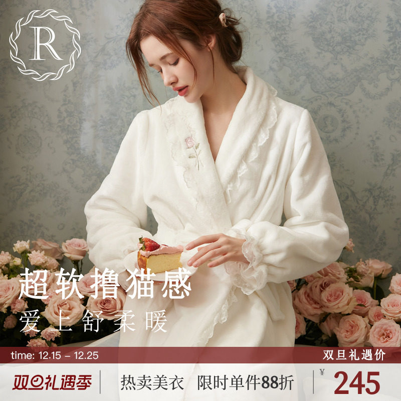RoseTree法式玫瑰刺绣系带睡袍