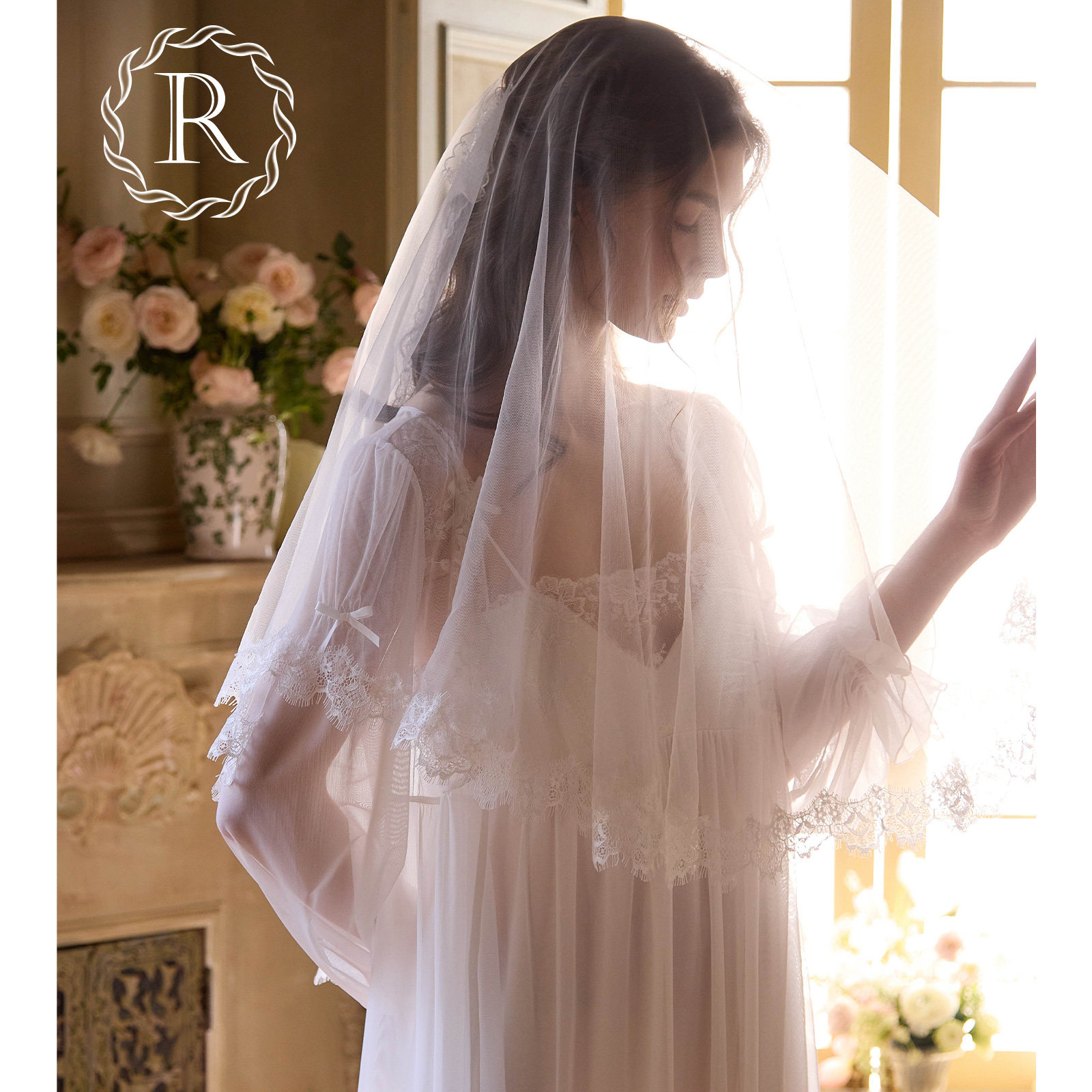 RoseTree新娘头纱求婚领证结婚法式复古高级感白色头饰2026新款图片