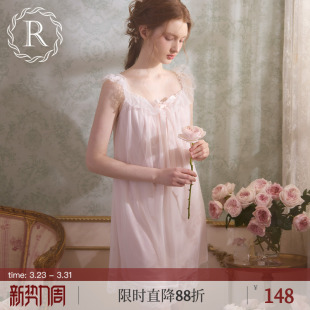RoseTree冰丝睡裙女夏季 蕾丝吊带性感宫廷公主风睡衣2025年新款
