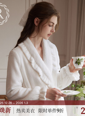 RoseTree珊瑚绒睡袍女款冬季加绒加厚浴袍长款法兰绒睡衣2025新款