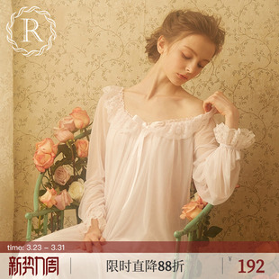 长袖 RoseTree宫廷睡裙春秋法式 蕾丝公主风高级感性感绝美睡衣女款