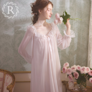 RoseTree冰丝睡裙女春秋长袖蕾丝性感宫廷公主纯欲睡衣2026新款夏