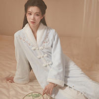 RoseTree Coral velvet bathrobe for women in winter, a long, new Chinese-style flannel nightgown with a high-end feel thumbnail 2