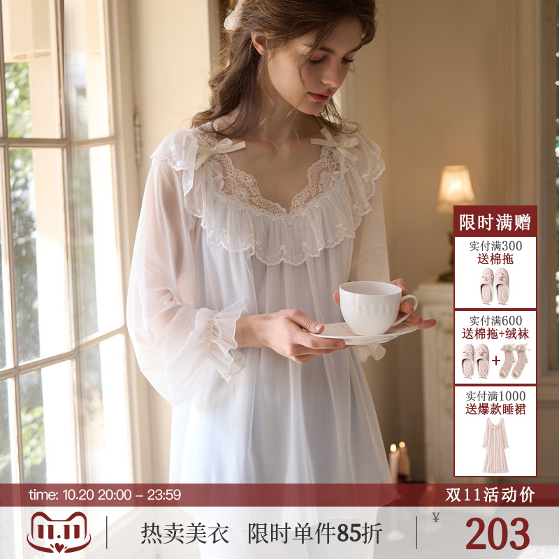 RoseTree古典宫廷网纱长袖睡衣