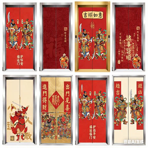 门神电梯门贴纸乔迁入户一梯一户翻新网红高级感自粘防水定制贴纸