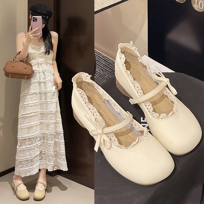 配裙子法式低跟玛丽珍单鞋女
