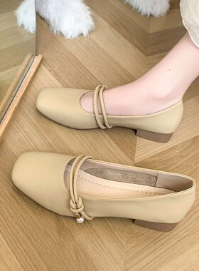 玛丽珍仙女配裙子小皮单鞋女2025新款春秋晚晚风温柔平底奶奶瓢鞋