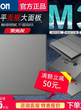 西蒙M3系列荧光灰色86型usb五孔一开 电脑电源暗装开关插座面板
