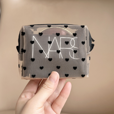 植绒爱心网纱包内胆包化妆包随身小号便携大容量简约口红包收纳袋