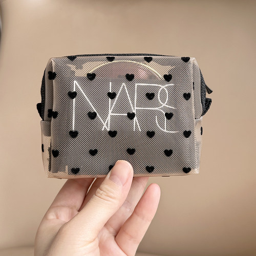 植绒爱心网纱包内胆包化妆包随身小号便携大容量简约口红包收纳袋