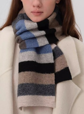 围巾女款2025新款冬加厚女生红色蓝色时尚洋气高档围巾韩系氛围感